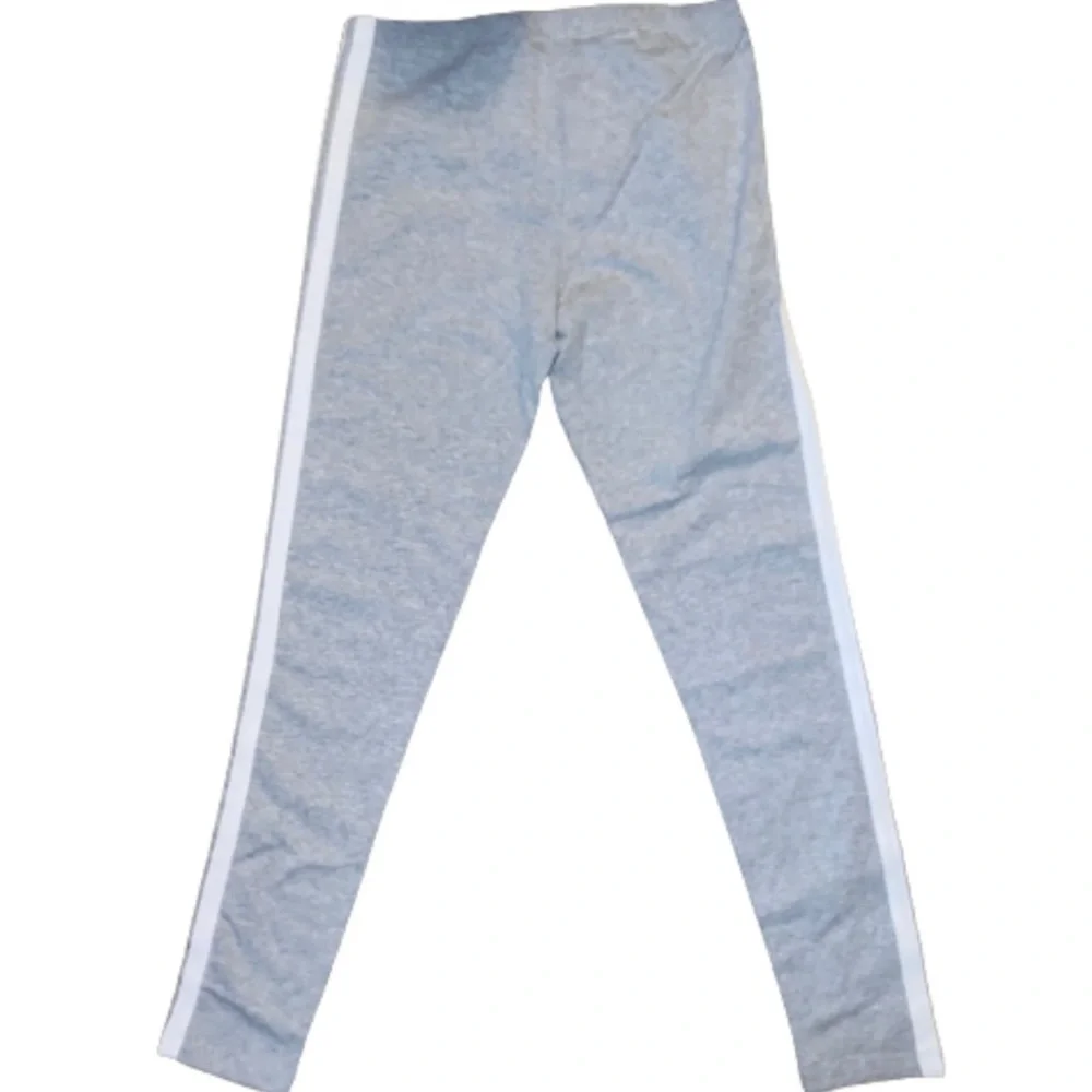 SO Girl’s XL Gray Varsity Style “Favorite Leggings” 3 White Side Stripes - Picture 3 of 7